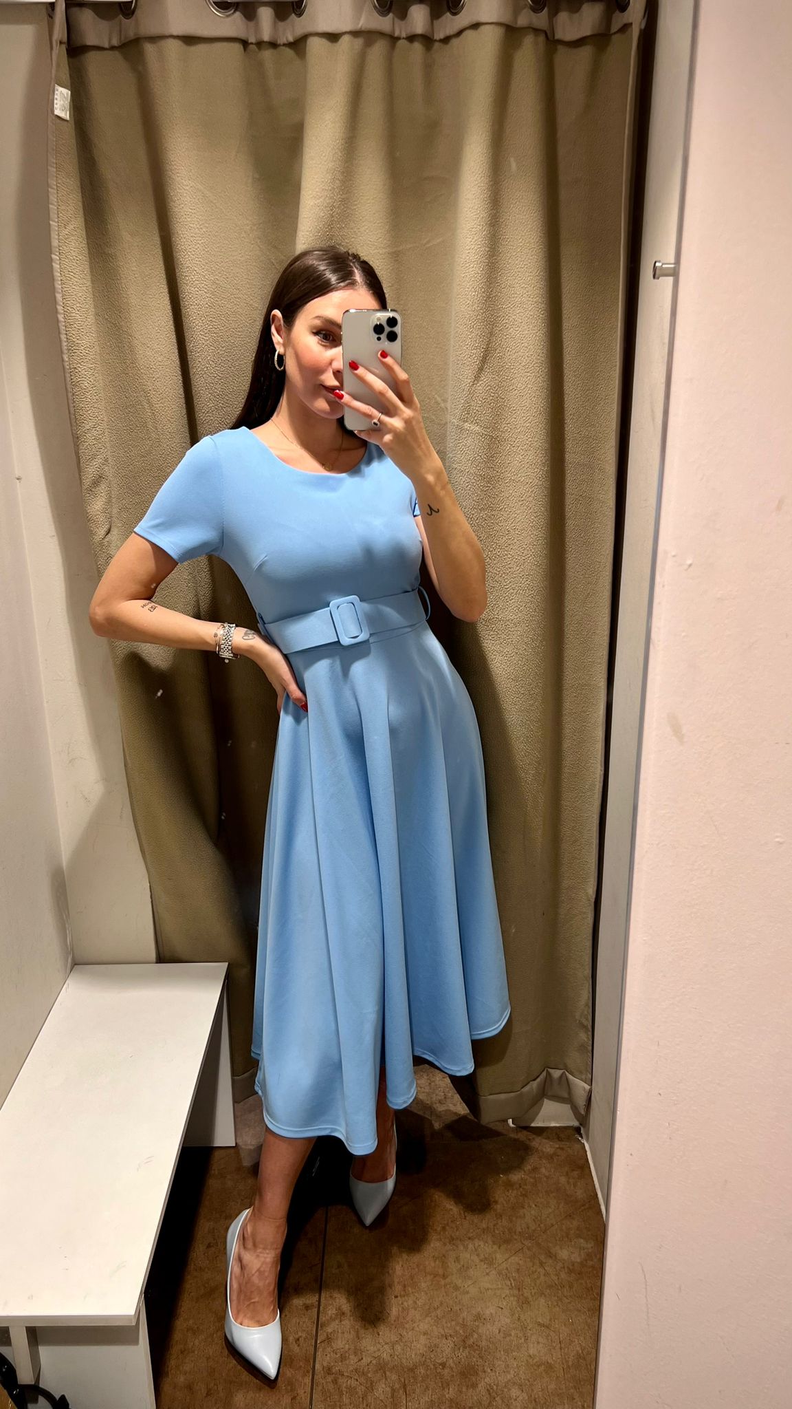 abito midi azzurro
