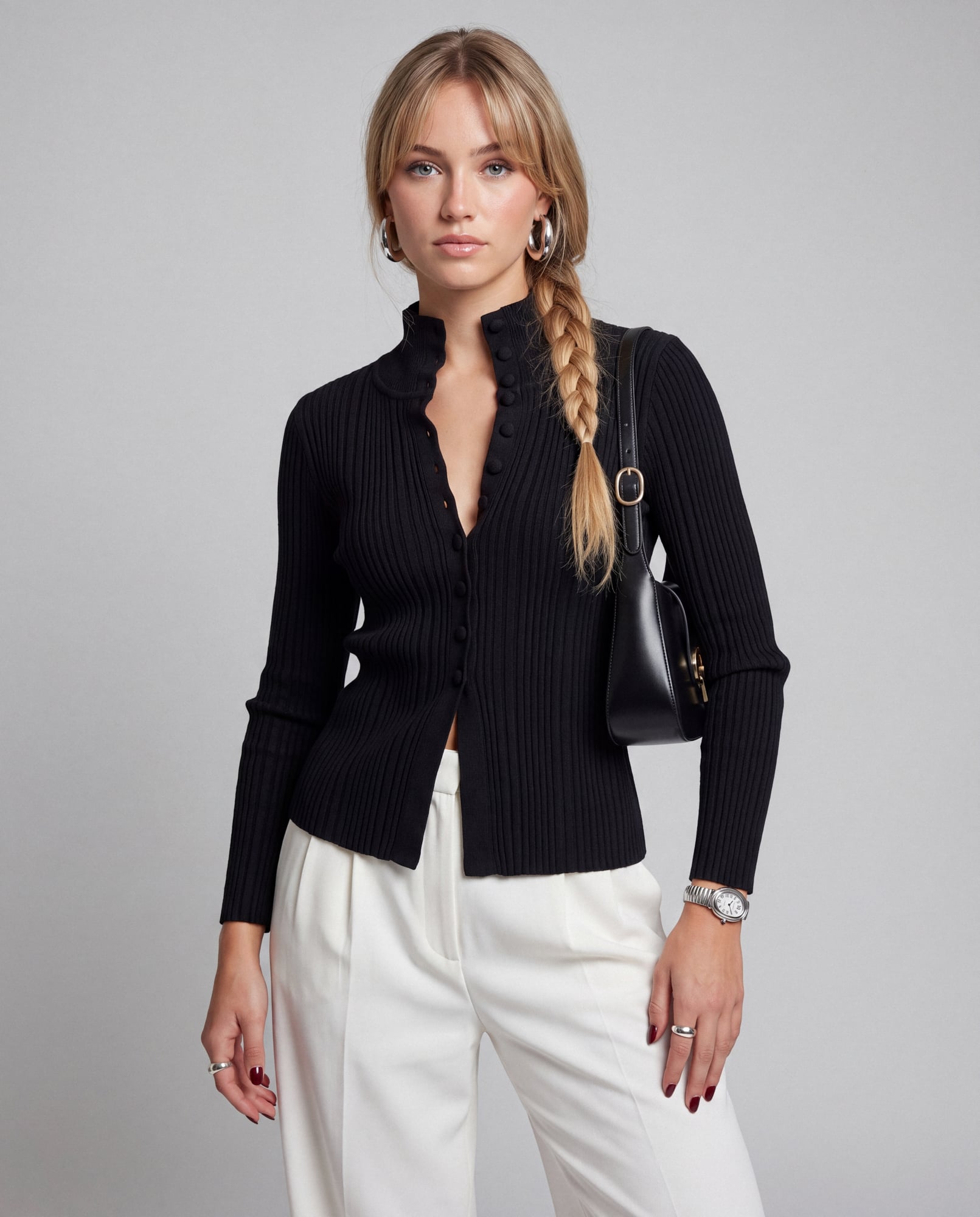 Cardigan costine - nero