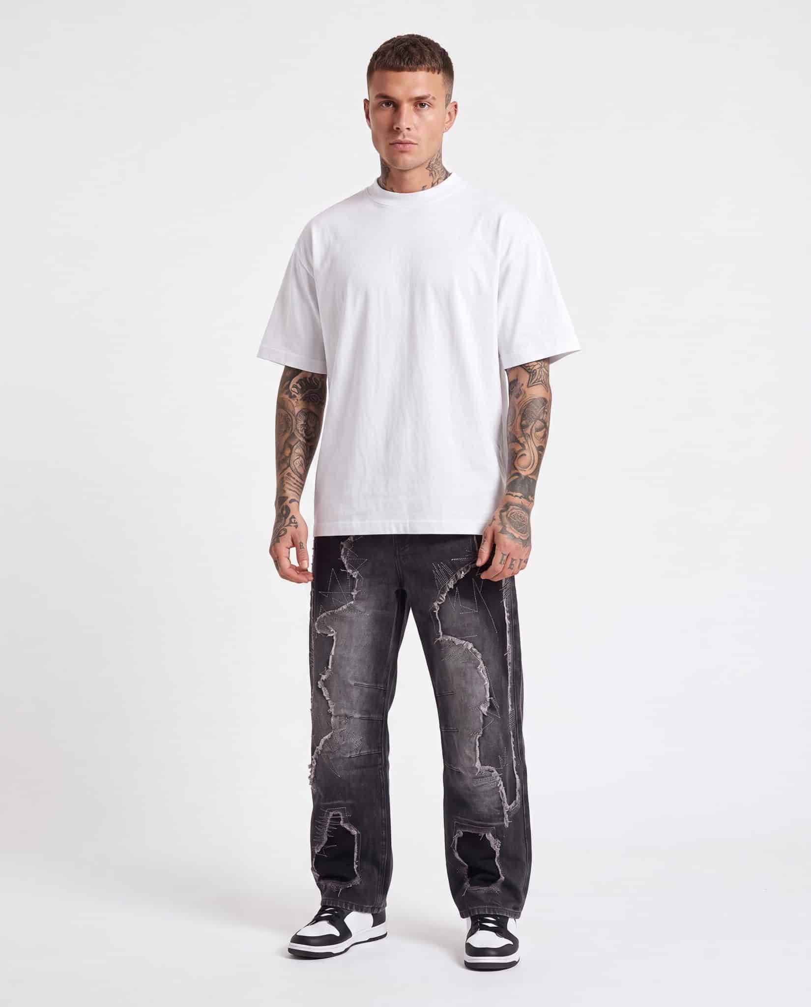Jeans balloon con toppe - grigio