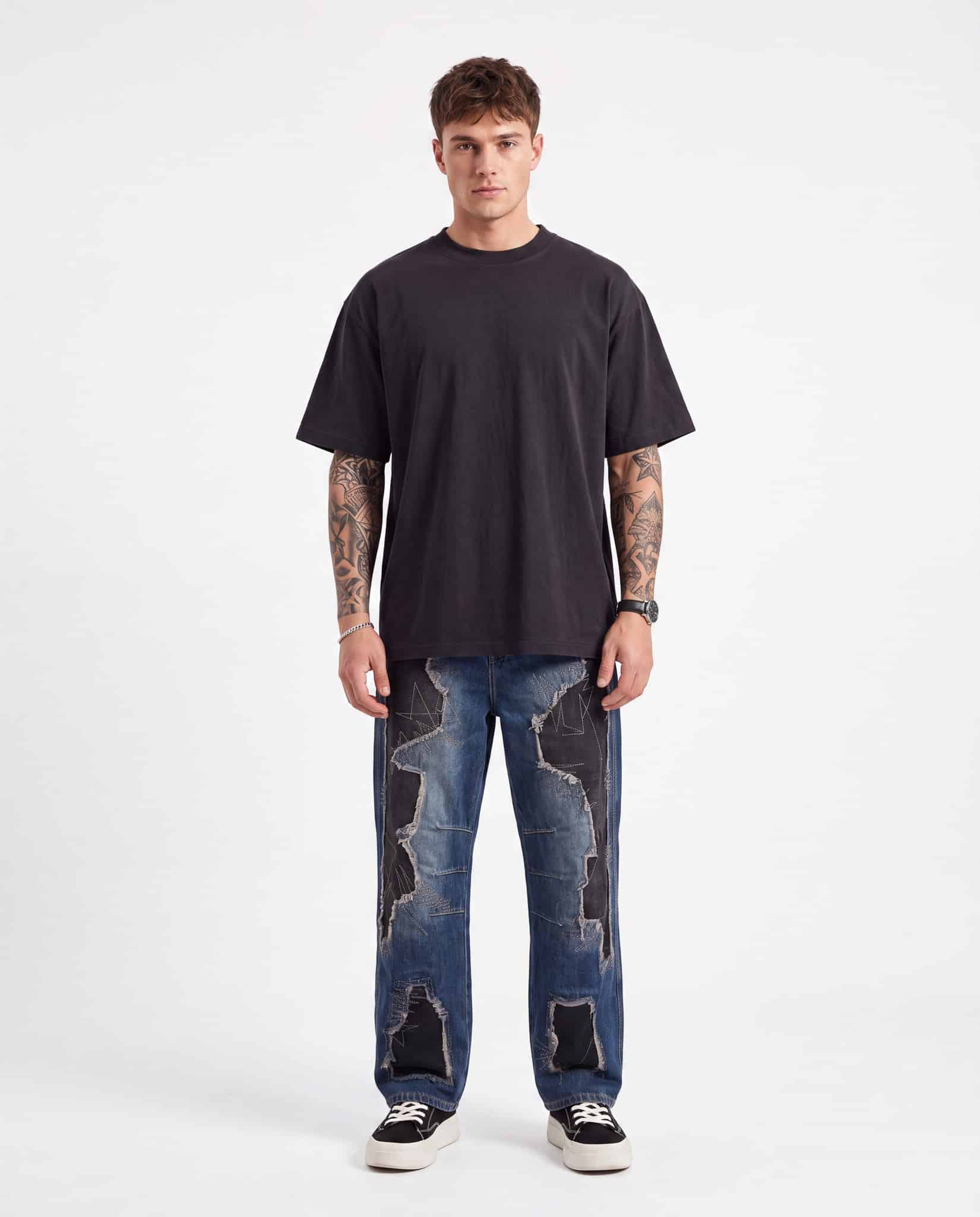 Jeans balloon con toppe - blu