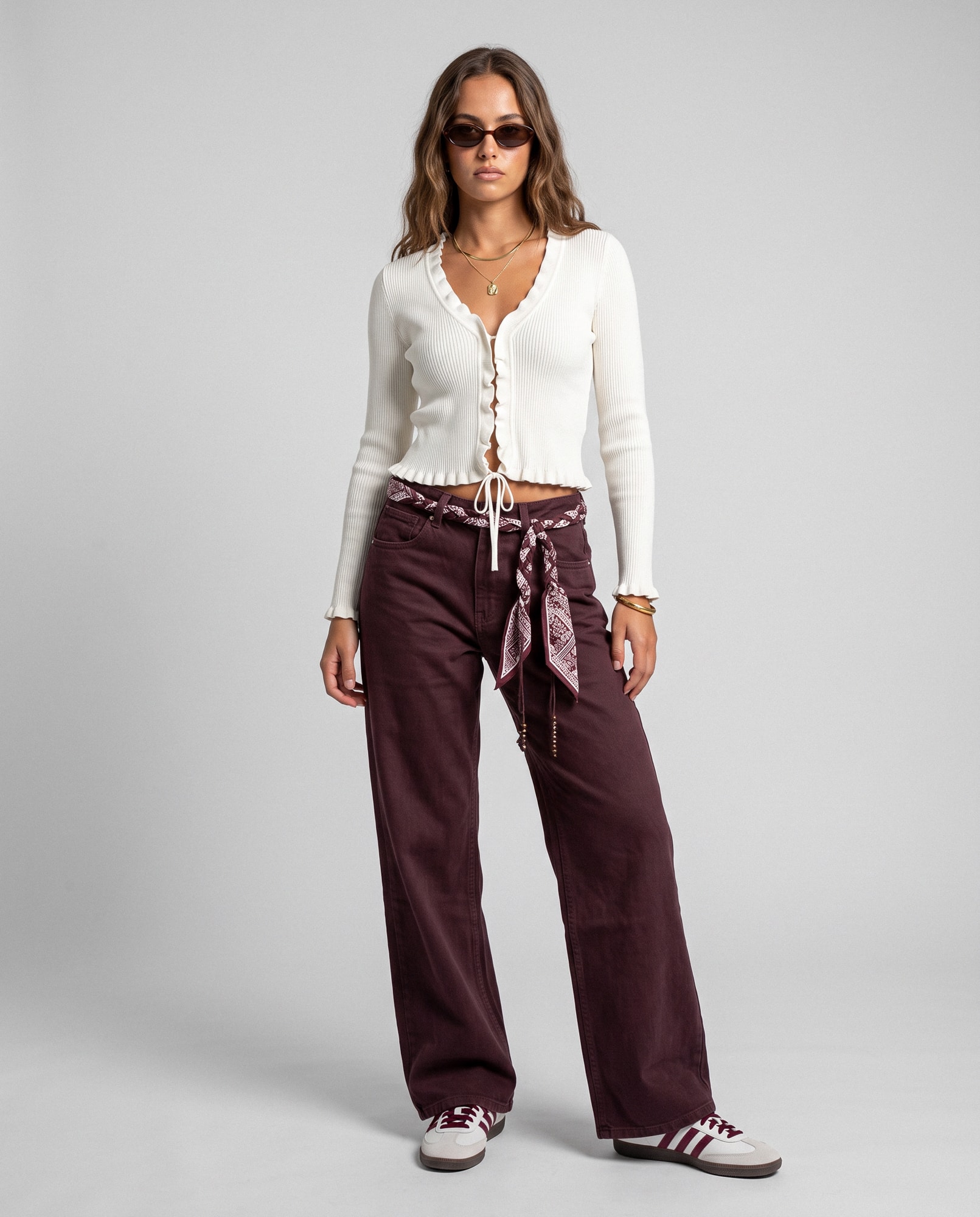 Cardigan con lacci - bianco