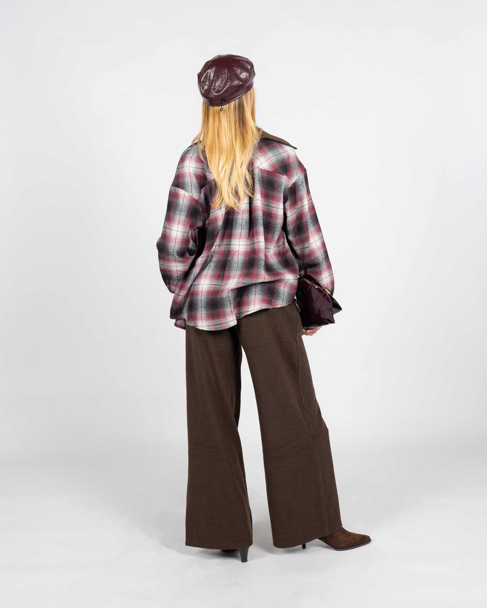 Pantaloni a palazzo in panno - MARRONE