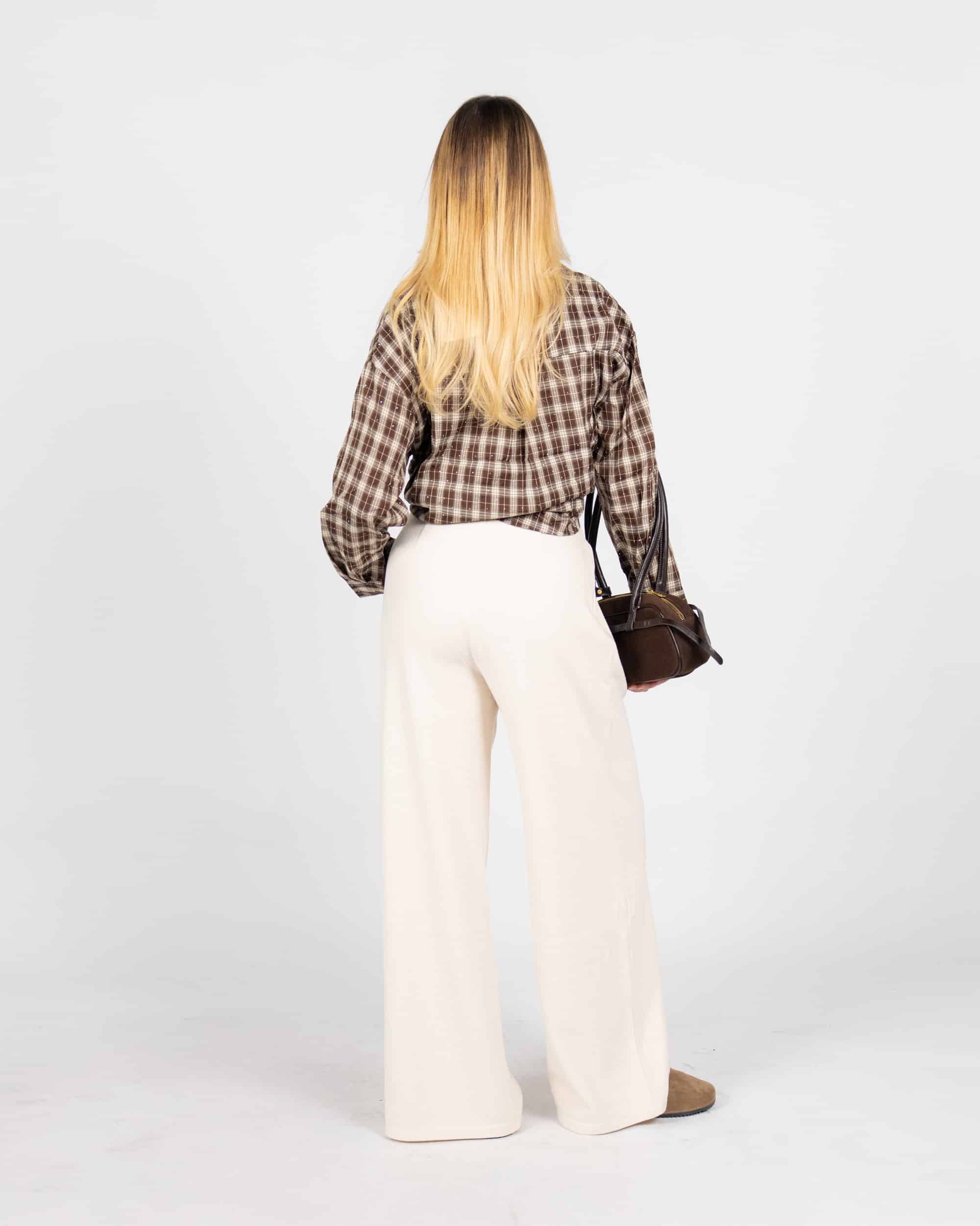 Pantaloni a palazzo in panno - BIANCO