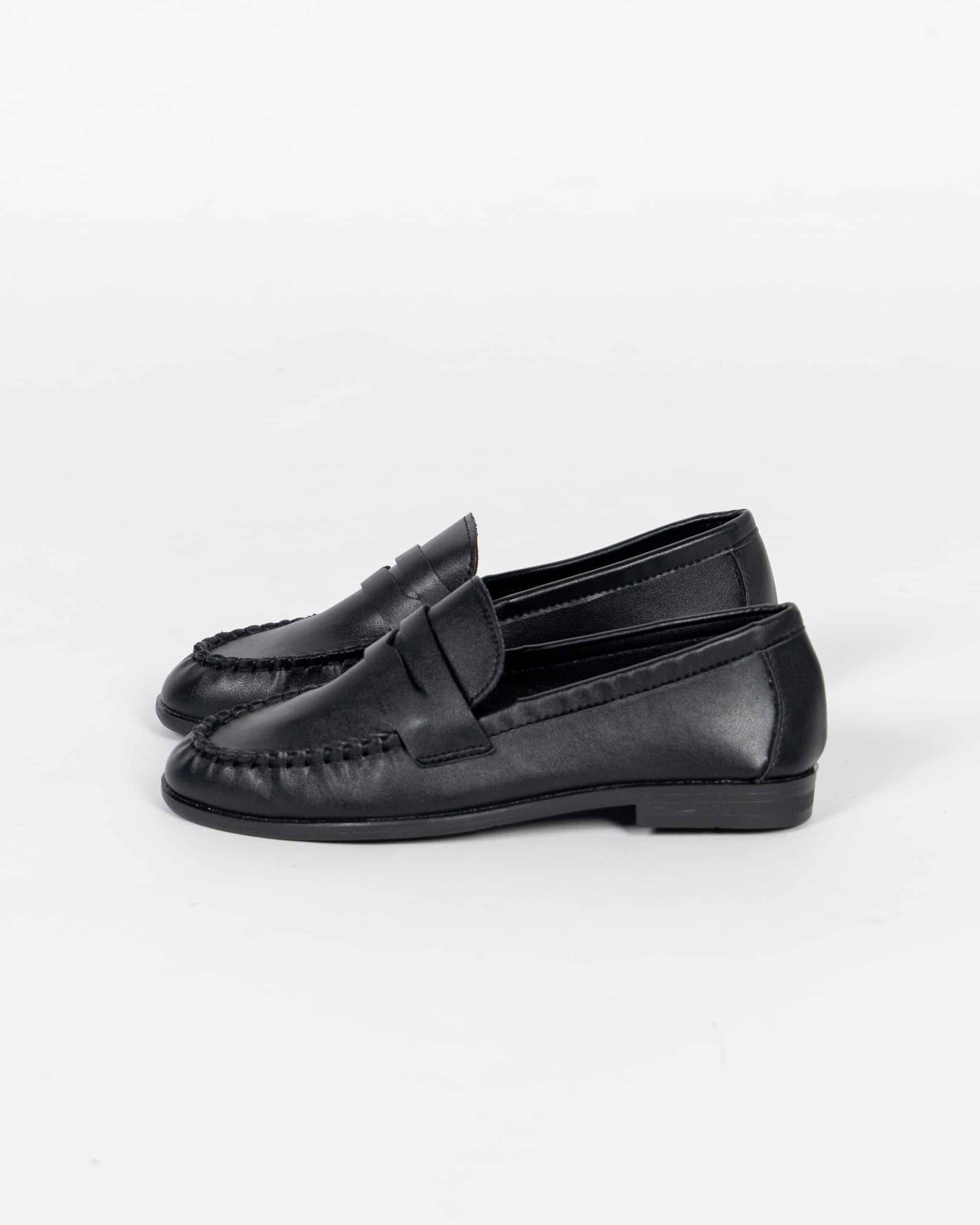 Mocassini in ecopelle arricciati - nero