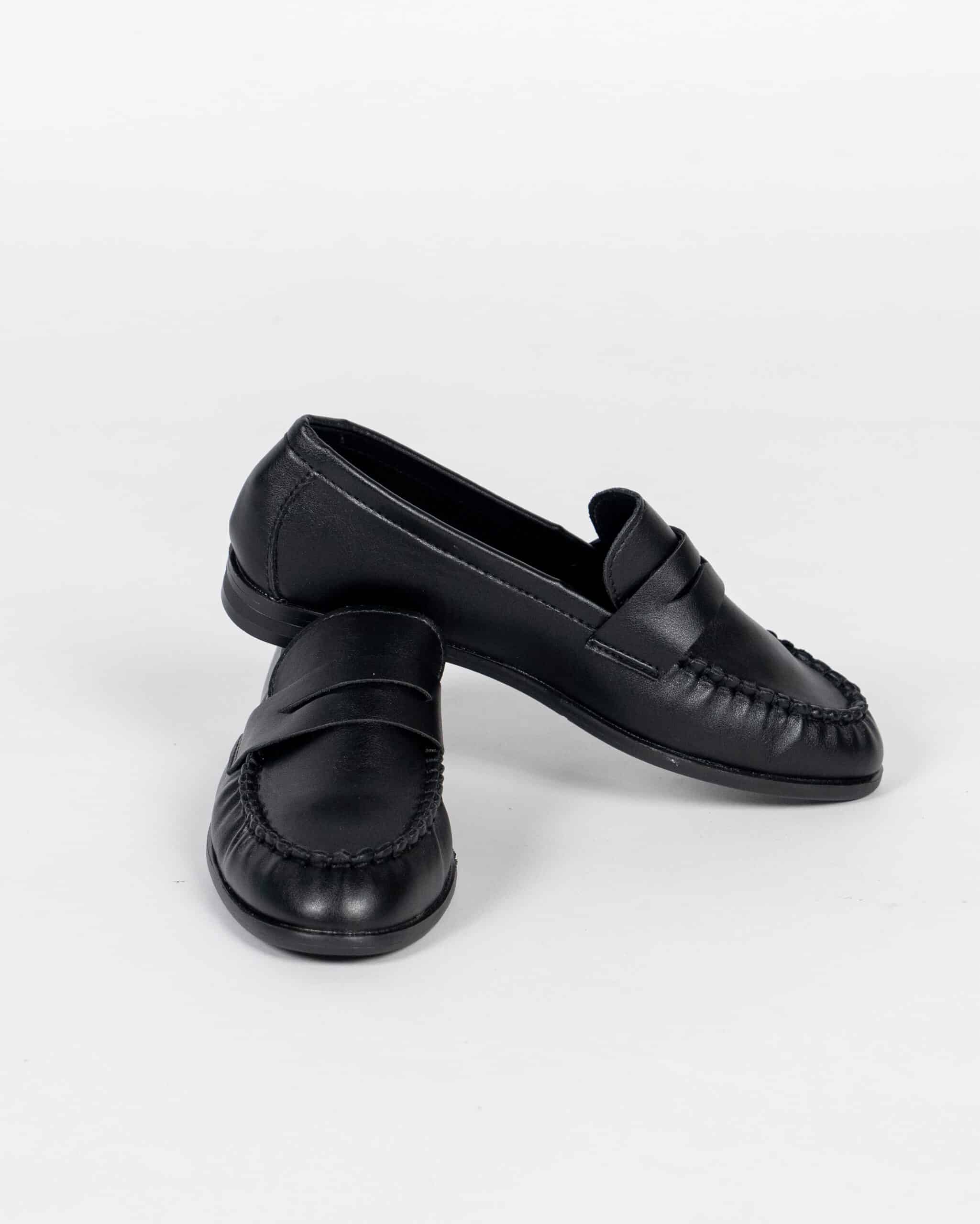 Mocassini in ecopelle arricciati - nero