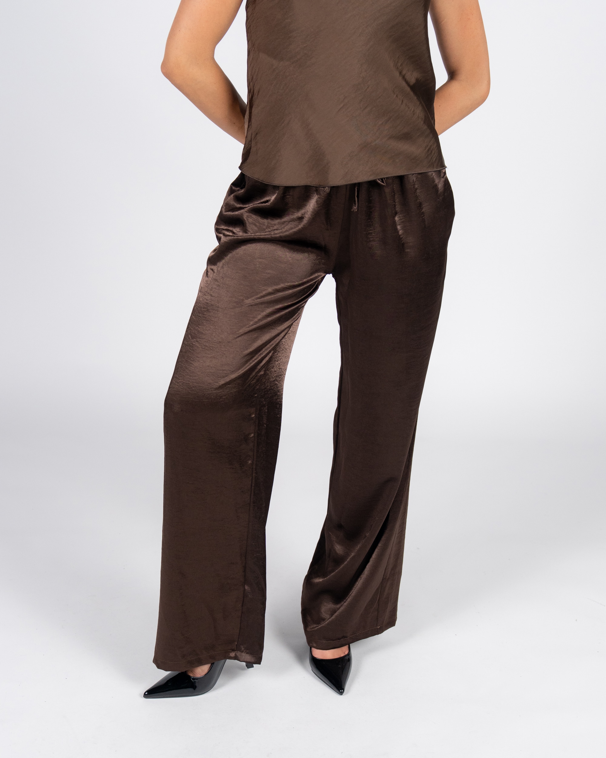 Pantaloni satinati - marrone