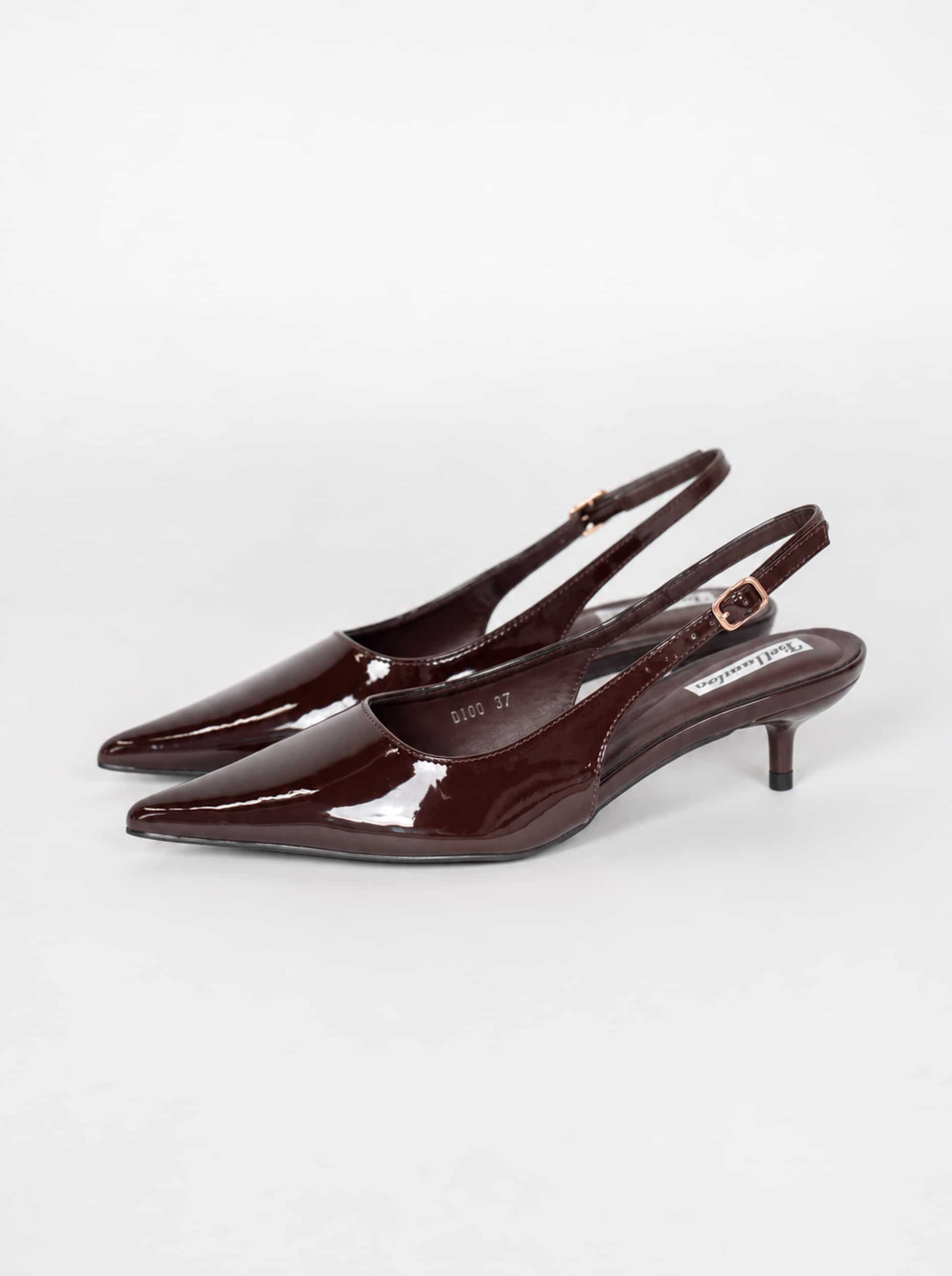 Slingback in vernice - marrone