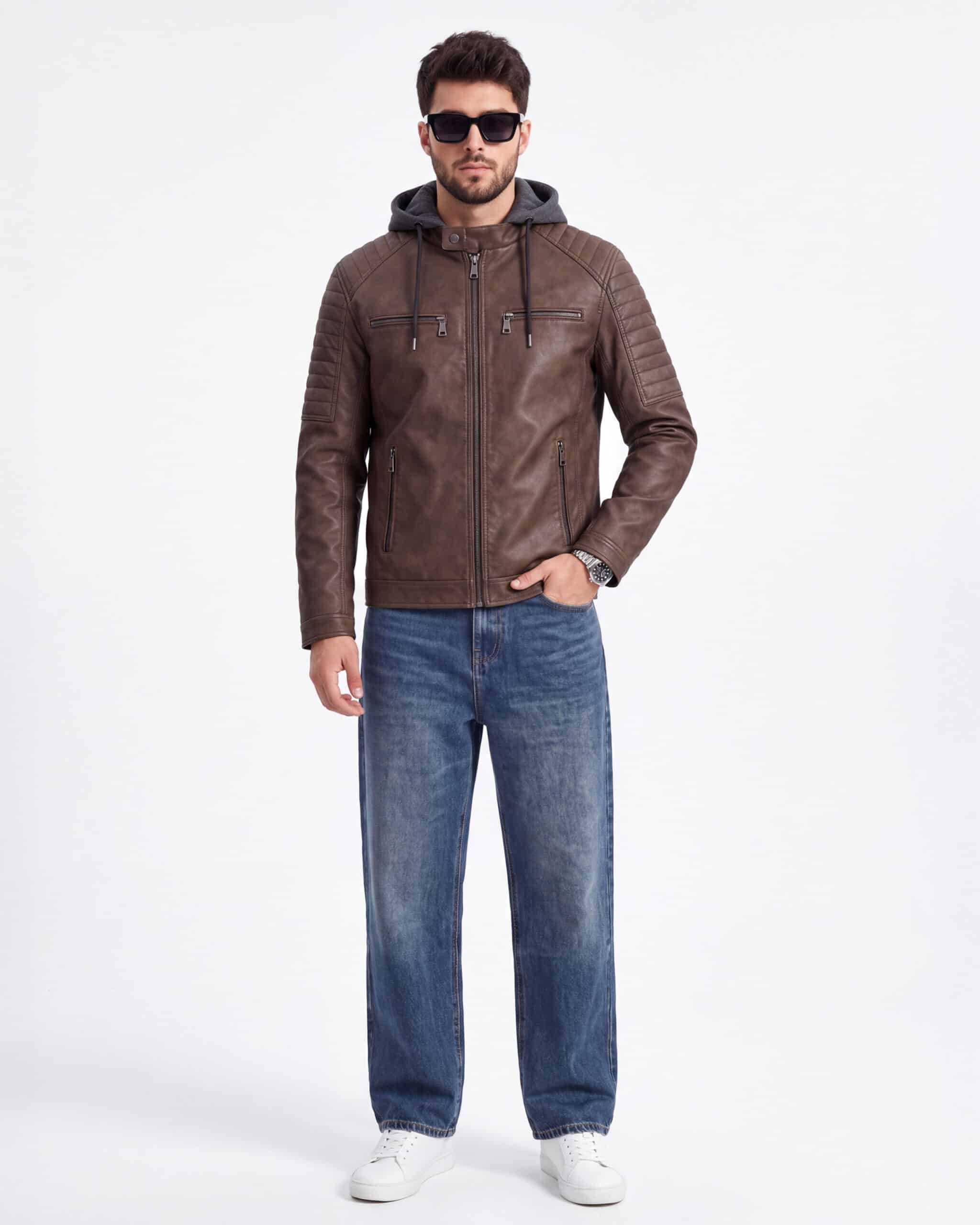 Giacca in similpelle - marrone