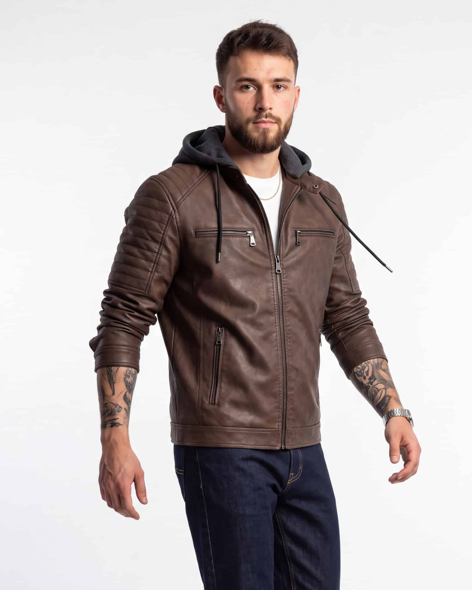 Giacca in similpelle - marrone