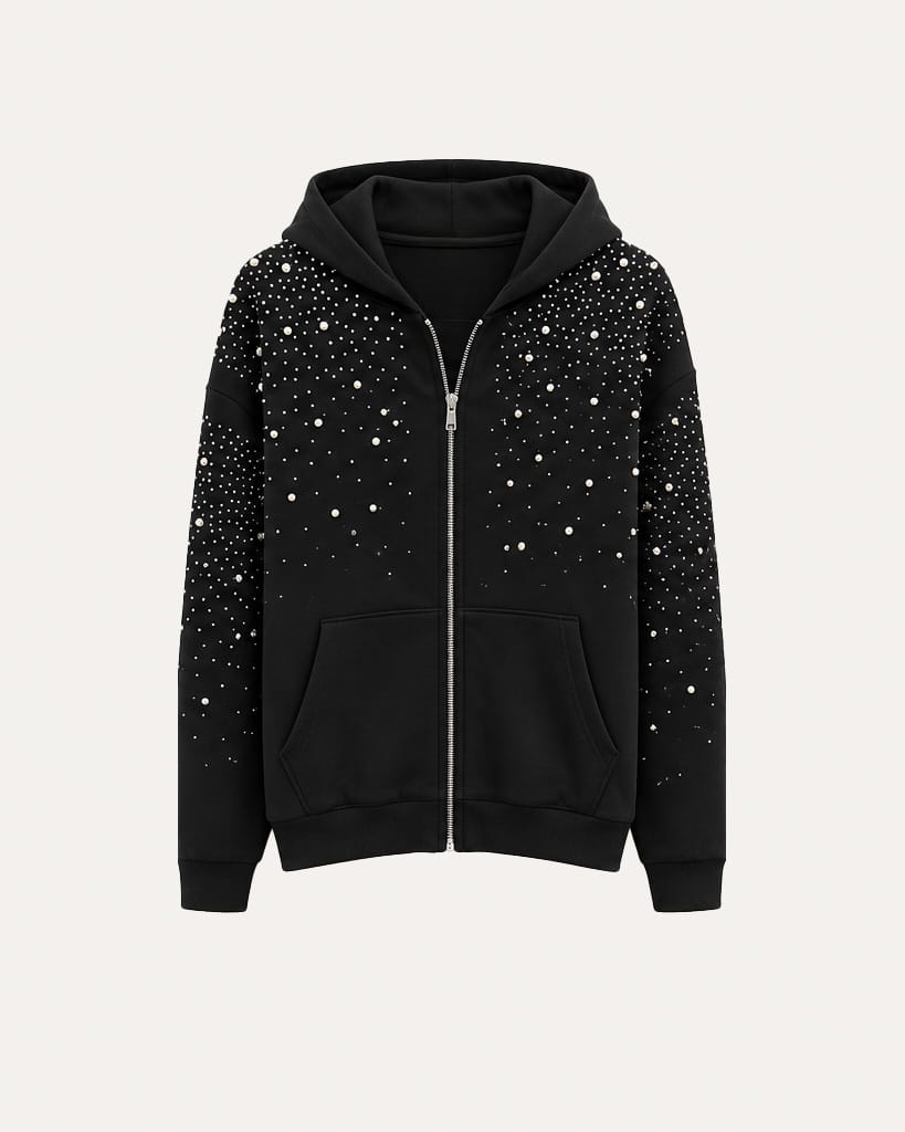 Felpa con strass - nero